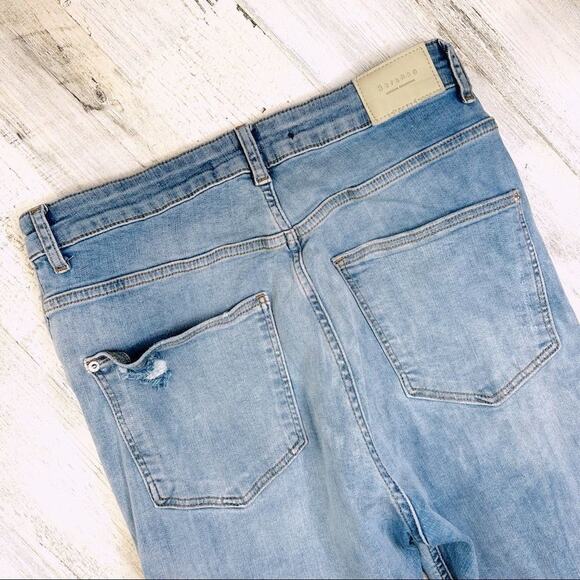 Bershka High-Rise Skinny Cigarette Jeans Sz 10 Ripped Stretch Grunge Streetwear - Picture 8 of 10